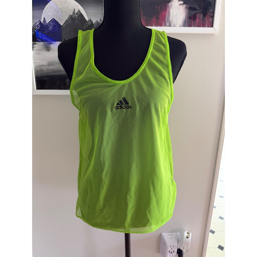 Adidas Neon Lime Green Mesh Training Tank Top Jersey Size Small Logo